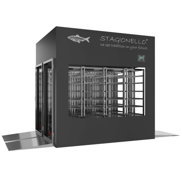 Stagionello® Fish Curing Device 1200 Kg Tunnel porta a vetro